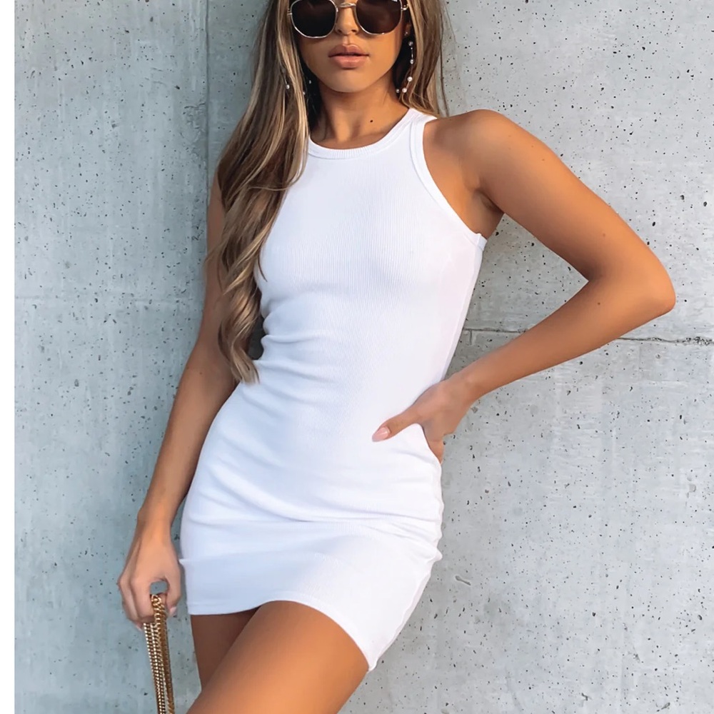 White Fox Boutique Ribbed Mini Dress XS